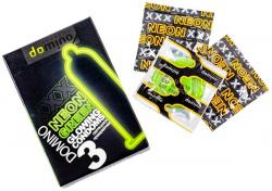 Презервативы 'Domino'  neon green светящиеся 3штуки Vestalshop.ru - Изображение 2
