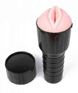 Мастурбатор-вагина в пластиковой черной колбе, 25 см. Vestalshop.ru - Изображение 7