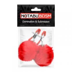 Зажимы для сосков с пушком Notabu BDSM цвет красный Vestalshop.ru - Изображение 4