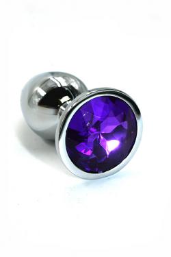Серебряная анальная пробка с темно-фиолетовым кристаллом (Medium) Vestalshop.ru - Изображение 3