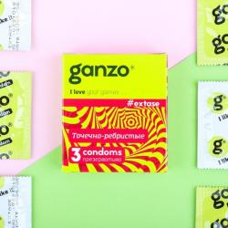 GANZO EXTASE презервативы анатомические с точечной и ребристой текстурой, 3 шт. Vestalshop.ru - Изображение 2