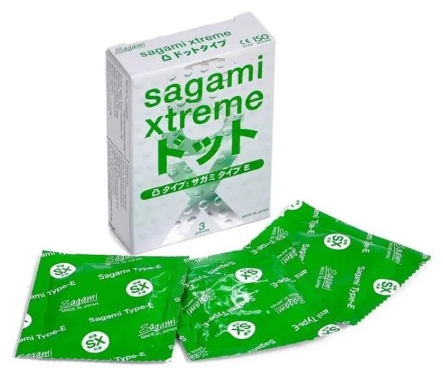 Презервативы SAGAMI Xtreme Type-E с точечной и ребристой текстурой 3шт. Vestalshop.ru - Изображение 3