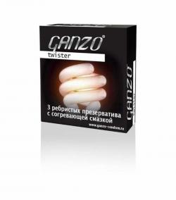 Ganzo презервативы Twister, №3 (анатомические ребристые с согревающей смазкой)