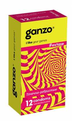 Презервативы GANZO EXTASE №12 (анатомические с точечной и ребристой текстурой)