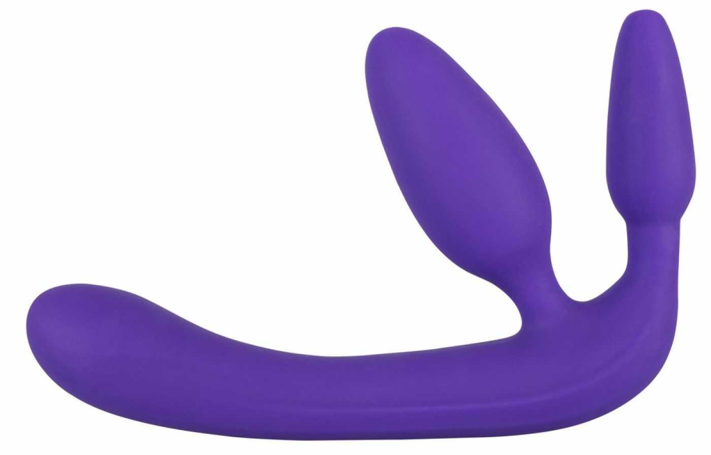 Triple Teaser Strapless Strap-on — фиолетовый безремневой страпон с двумя пробками
