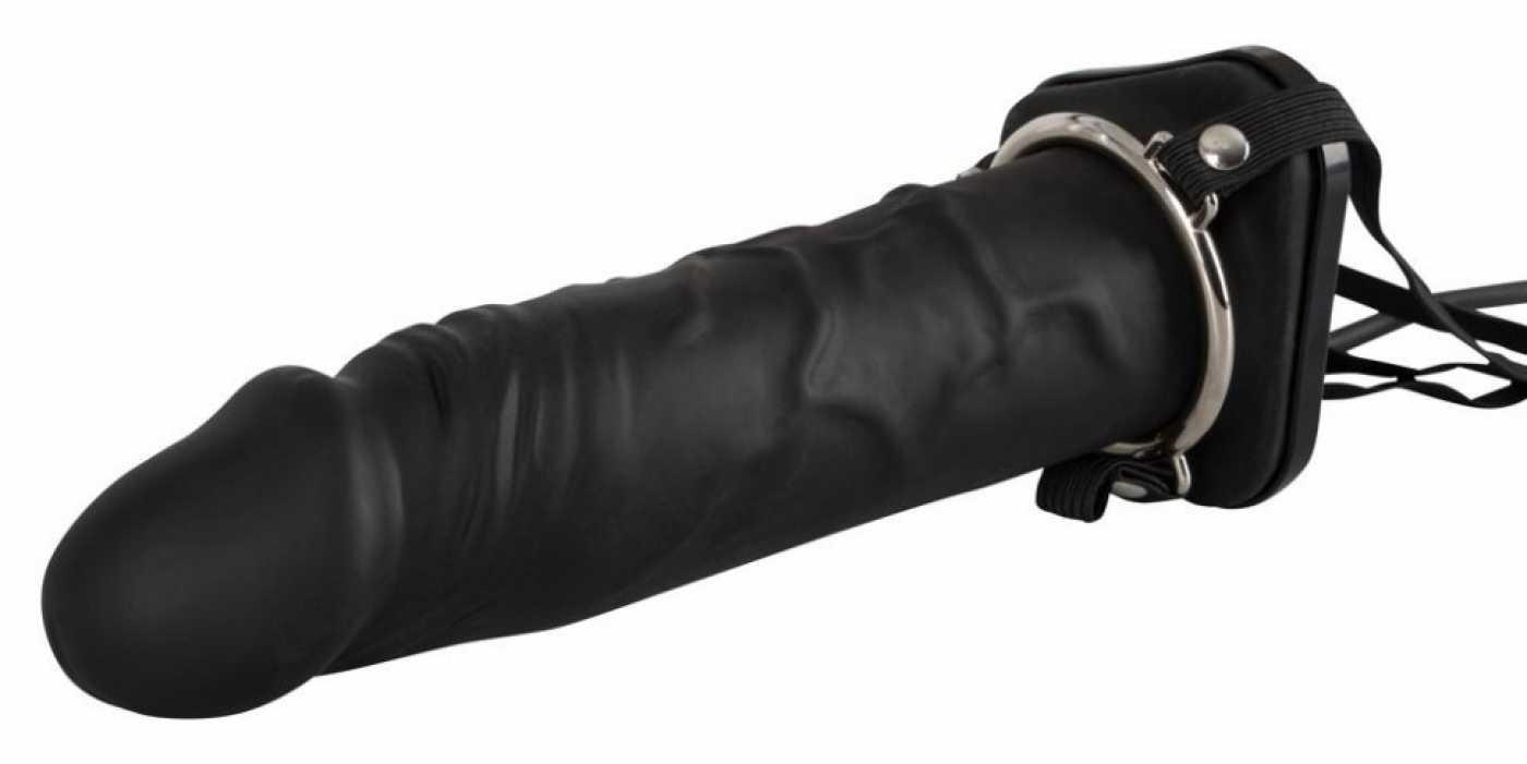 Полый страпон с эффектом увеличения Inflatable Strap-On - 18,5 см.
