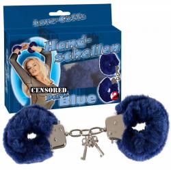 Синие наручники с мехом