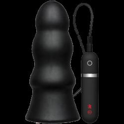 Анальная пробка с вибрацией Kink Vibrating Silicone Butt Plug Rippled 7.5, черная