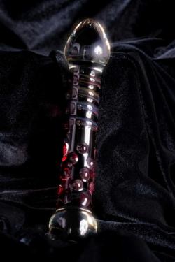 Фаллоимитатор Sexus Glass, Стекло, Прозрачный, 19 см. С красными точками
