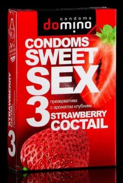 Презервативы Domino Sweet Sex Strawberry cocktail, 3 шт