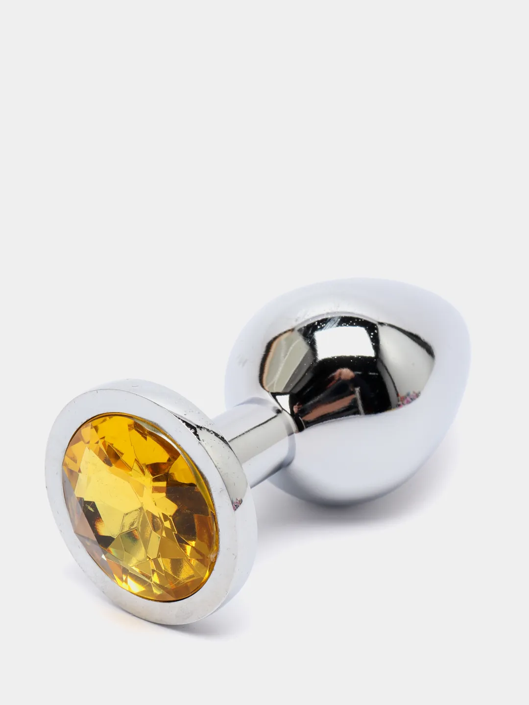 Серебряная анальная пробка с желтым кристаллом Kanikule Vestalshop.ru - Изображение 2