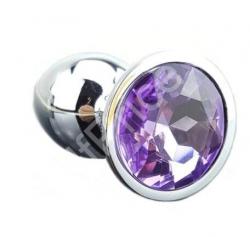 Серебряная анальная пробка с нежно-фиолетовым кристаллом (Medium) Vestalshop.ru - Изображение 2