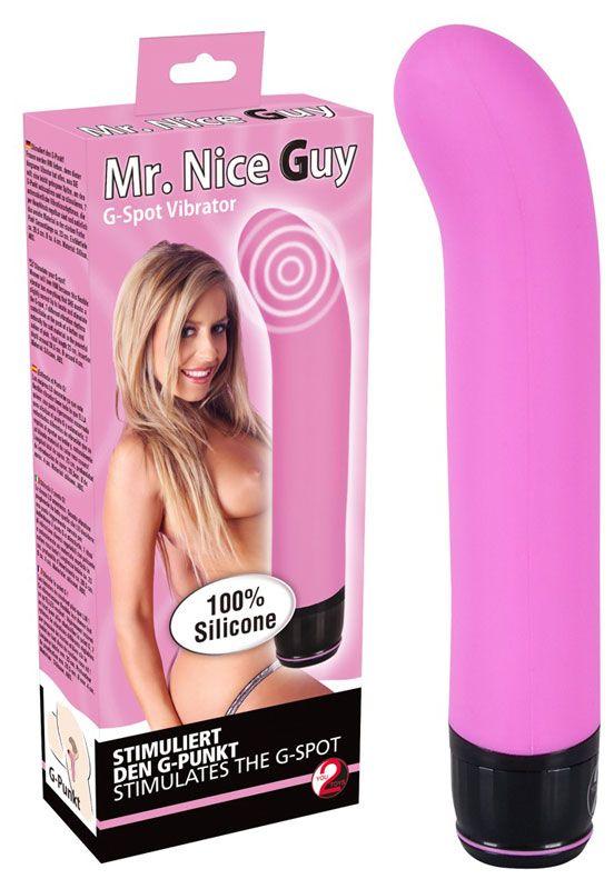 Розовый изогнутый вибратор точки G Mr. Nice Guy You2Toys - 23 см Vestalshop.ru - Изображение 5