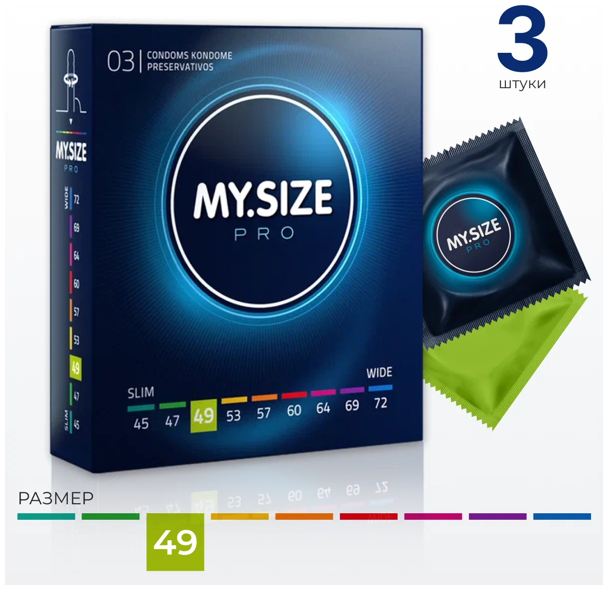 MY.SIZE Pro 49 презервативы из латекса 3 шт. Vestalshop.ru - Изображение 1