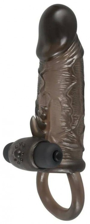Вибронасадка на пенис с кольцом для мошонки Rebel Extension Slim Fit, 16 см