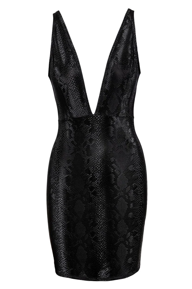 Платье под  кожу  питона Cottelli Dress Snake  цвет черный S Vestalshop.ru - Изображение 4