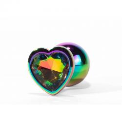 Анальная пробка из алюминия с кристаллом в форме сердца цвета неохром(Small) Vestalshop.ru - Изображение 2