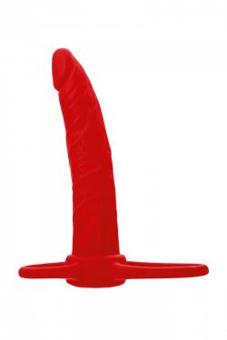 Насадка на пенис для двойного проникновения Black&Red by TOYFA , силикон, красный, 16,5 см Vestalshop.ru - Изображение 1