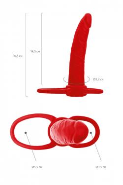 Насадка на пенис для двойного проникновения Black&Red by TOYFA , силикон, красный, 16,5 см Vestalshop.ru - Изображение 6