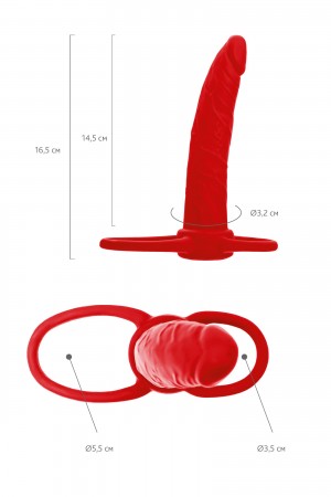 Насадка на пенис для двойного проникновения Black&Red by TOYFA , силикон, красный, 16,5 см