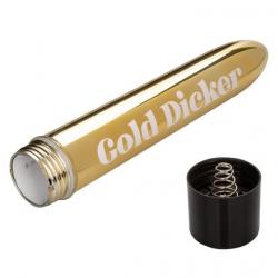 Золотистый классический вибратор Naughty Bits Gold Dicker Personal Vibrator Vestalshop.ru - Изображение 6