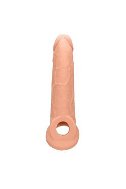 Увеличивающая насадка с кольцом для фиксации на мошонке Penis Extender with Rings - 22 см.