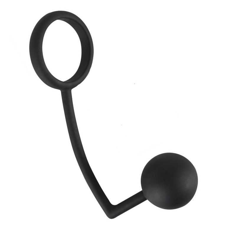 Black Velvets Кольцо для пениса с анальным шариком
