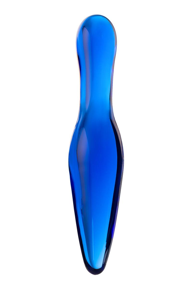 Двусторонний фаллоимитатор Sexus Glass, стекло, синий, 17,5 см Vestalshop.ru - Изображение 1