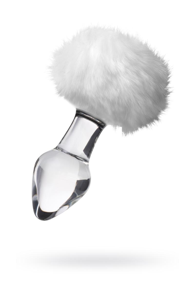 Анальная втулка Sexus Glass, с белым хвостиком, стекло, прозрачная, 14 см, Ø 4 см Vestalshop.ru - Изображение 4