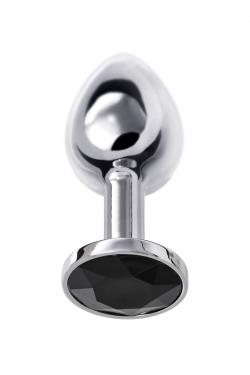 Анальная втулка Metal by TOYFA, металл, серебристая, с черным кристаллом, 7,5 см, Ø 3 см, 145 г