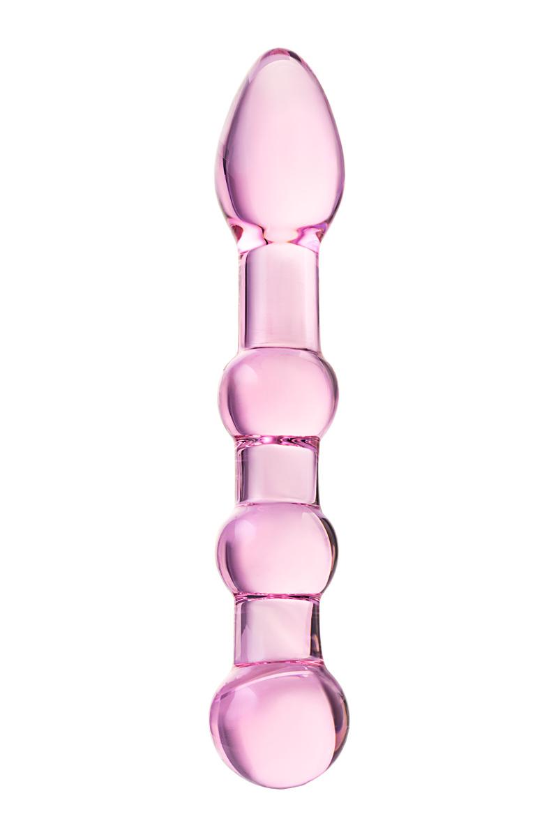 Двусторонний фаллоимитатор Sexus Glass, стекло, розовый, 18 см Vestalshop.ru - Изображение 4