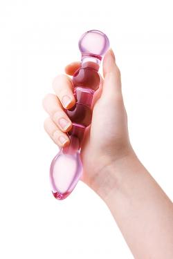 Двусторонний фаллоимитатор Sexus Glass, стекло, розовый, 18 см Vestalshop.ru - Изображение 3