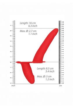 Двойной страпон Adjustable с вибрацией длина внутренняя 8.5 см., диаметр 3.2 см., дл. наруж. 15.5 см