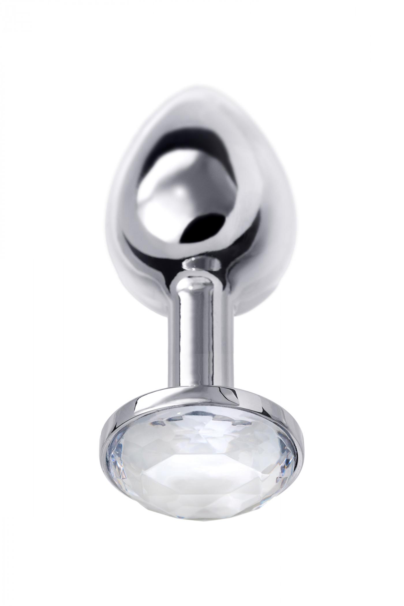 Анальная втулка Metal by TOYFA, металл, серебристая, с белым кристаллом, 7,5 см, Ø 3 см, 145 г