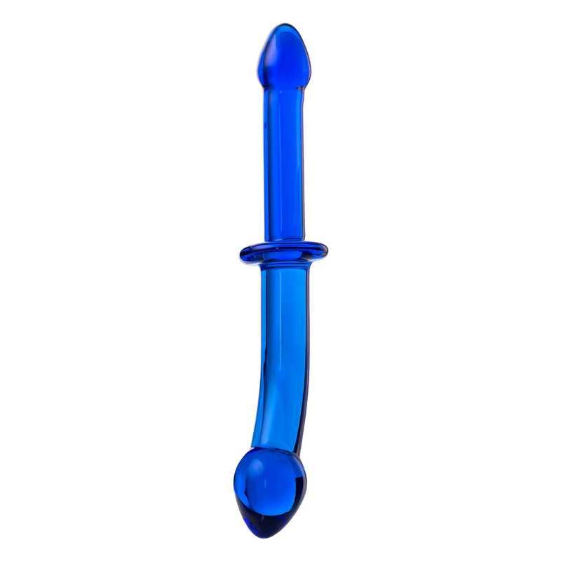 Фаллоимитатор двусторонний Sexus Glass, Стекло, Синий, 25 см