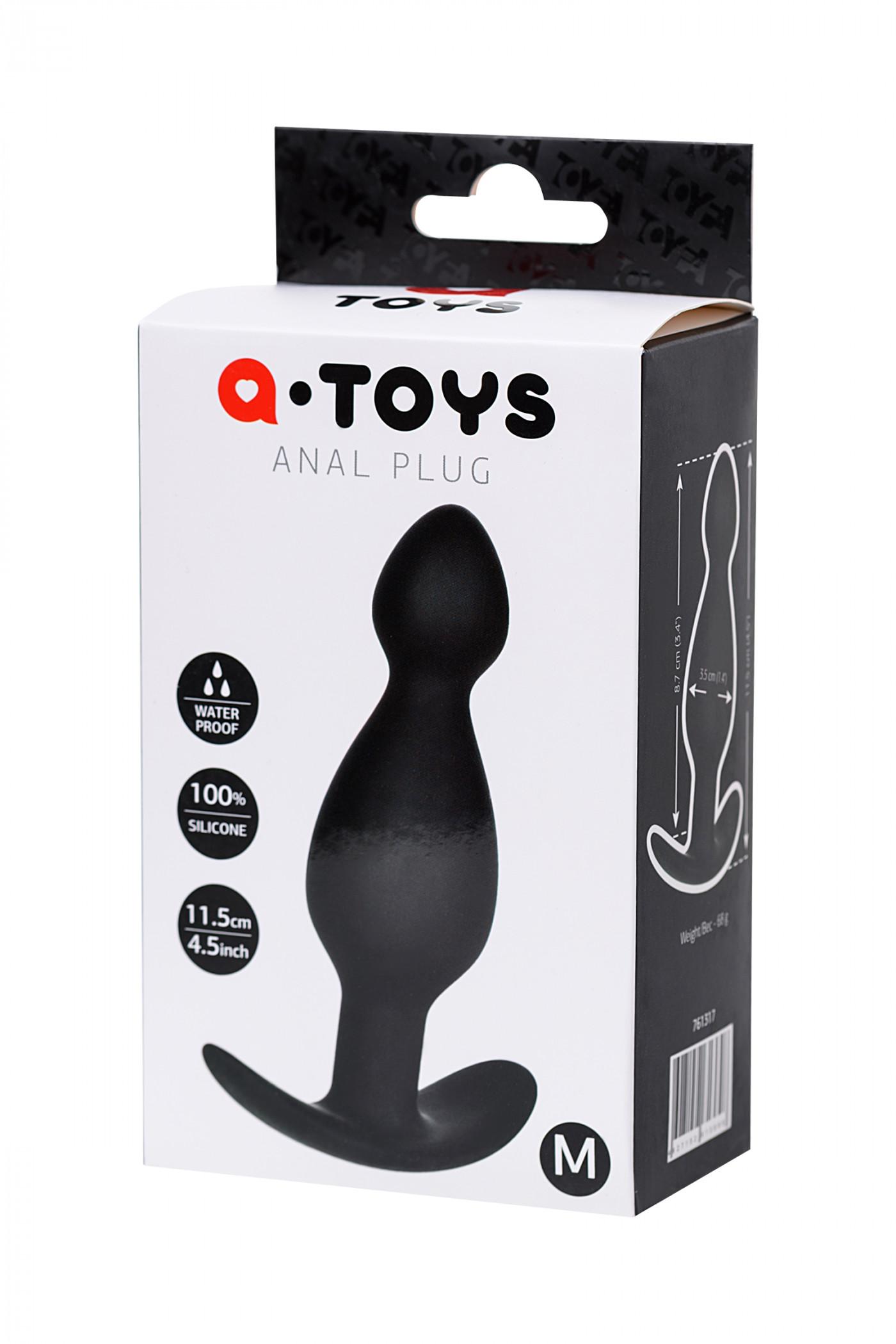 Анальная пробка A-Toys by TOYFA размера M, силикон, черная, 11,5 см, Ø 3,5 см Vestalshop.ru - Изображение 4