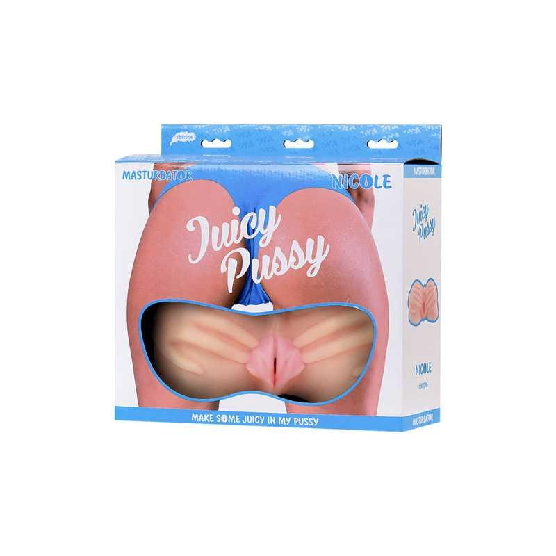 Мастурбатор реалистичный TOYFA Juicy Pussy Nicole с вибрацией , вагина и анус, TPR, телесный, 19 см