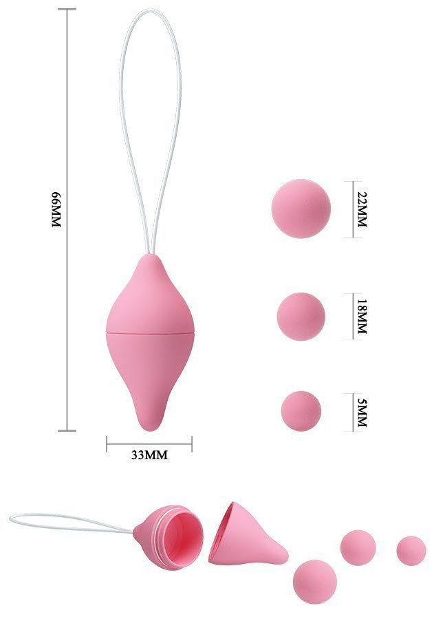 Шарики вагинальные, набор 3 шт, цвет розовый D шариков 22x18x15 мм, вес 32x18x10 г