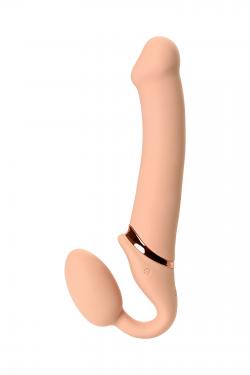 Безремневой нереалистичный страпон Strap-on-me с вибрацией, L, силикон, телесный, 25 см Vestalshop.ru - Изображение 4