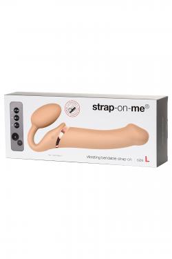 Безремневой нереалистичный страпон Strap-on-me с вибрацией, L, силикон, телесный, 25 см Vestalshop.ru - Изображение 10