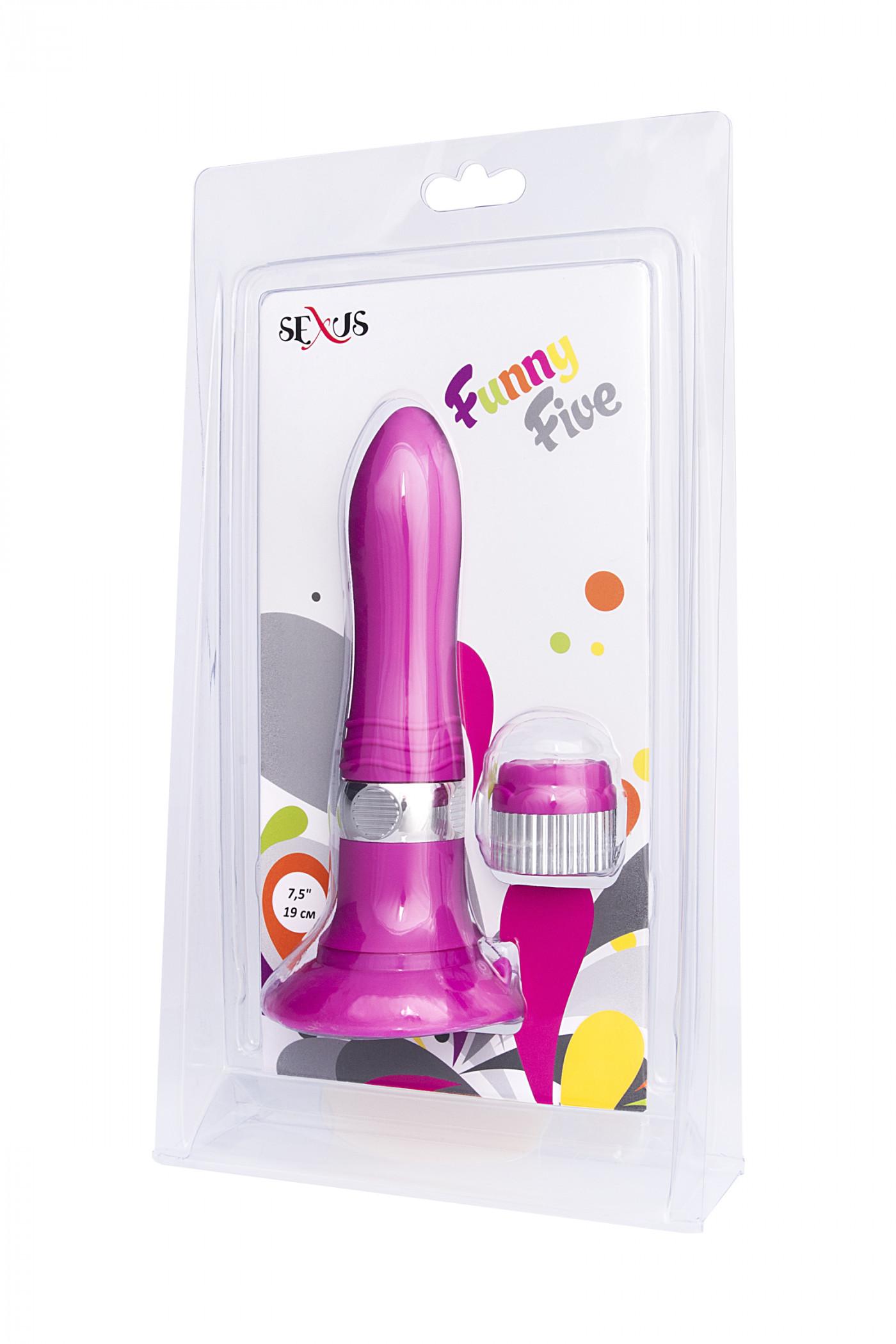 Нереалистичный вибратор Sexus Funny Five, ABS пластик, Фиолетовый, 18,5 см