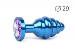 Втулка анальная "BLUE PLUG SMALL" (синяя), L 71 мм D 29 мм, вес 60г, цвет кристалла светло-фиолетовы