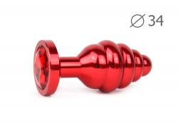 Втулка анальная "RED PLUG MEDIUM" (красная), L 80 мм D 34 мм, вес 90г, цвет кристалла красный
