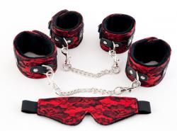 Кружевной набор TOYFA Marcus (наручники, оковы и маска), красный