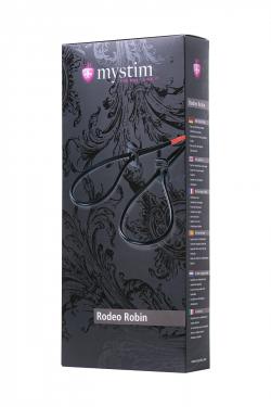 Лассо для пениса Mystim Rodeo Robin, электростимуляция, силикон, черный, 42см