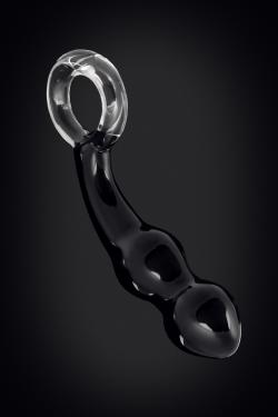 Стимулятор простаты Sexus Glass, Стекло, Чёрный длина 15,5 см., диаметр 3.5 см.
