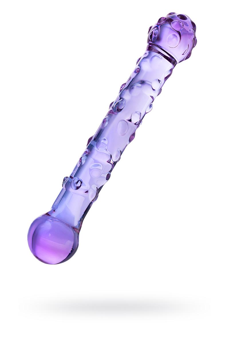 Двусторонний фаллоимитатор Sexus Glass, стекло, фиолетовый, 19,5 см Vestalshop.ru - Изображение 1
