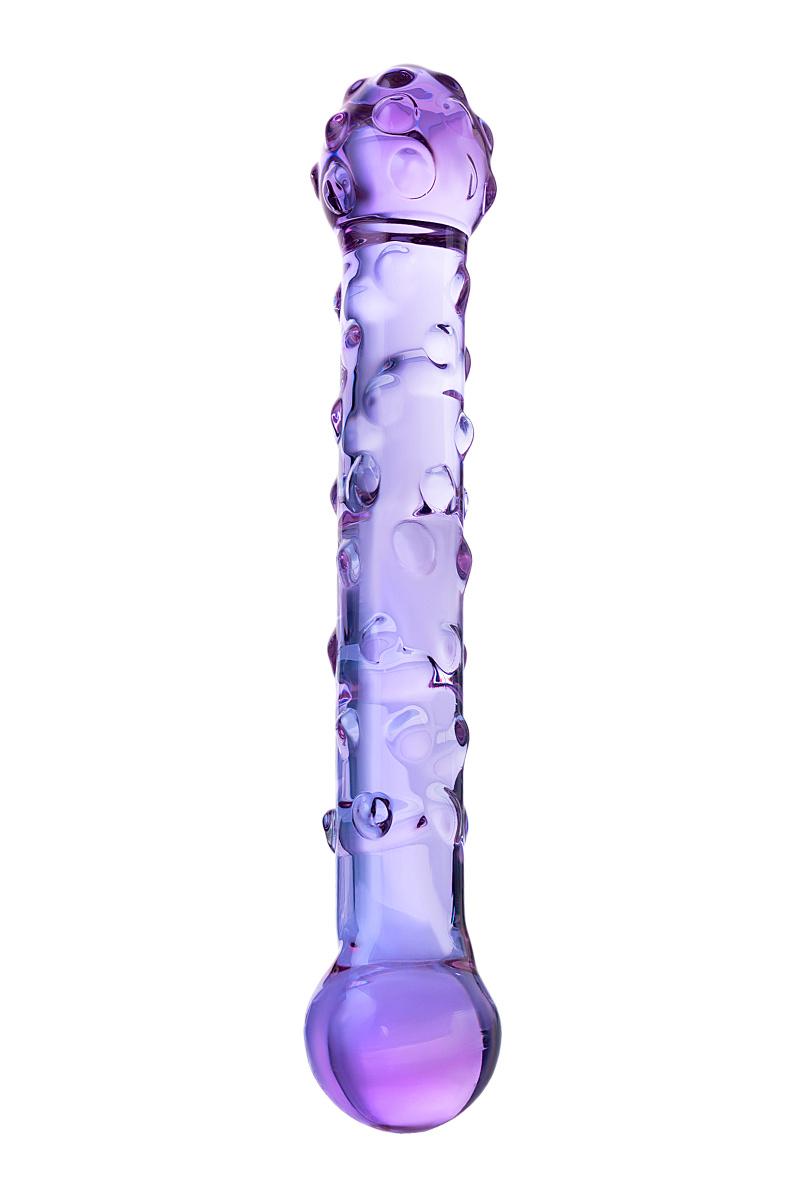 Двусторонний фаллоимитатор Sexus Glass, стекло, фиолетовый, 19,5 см Vestalshop.ru - Изображение 1