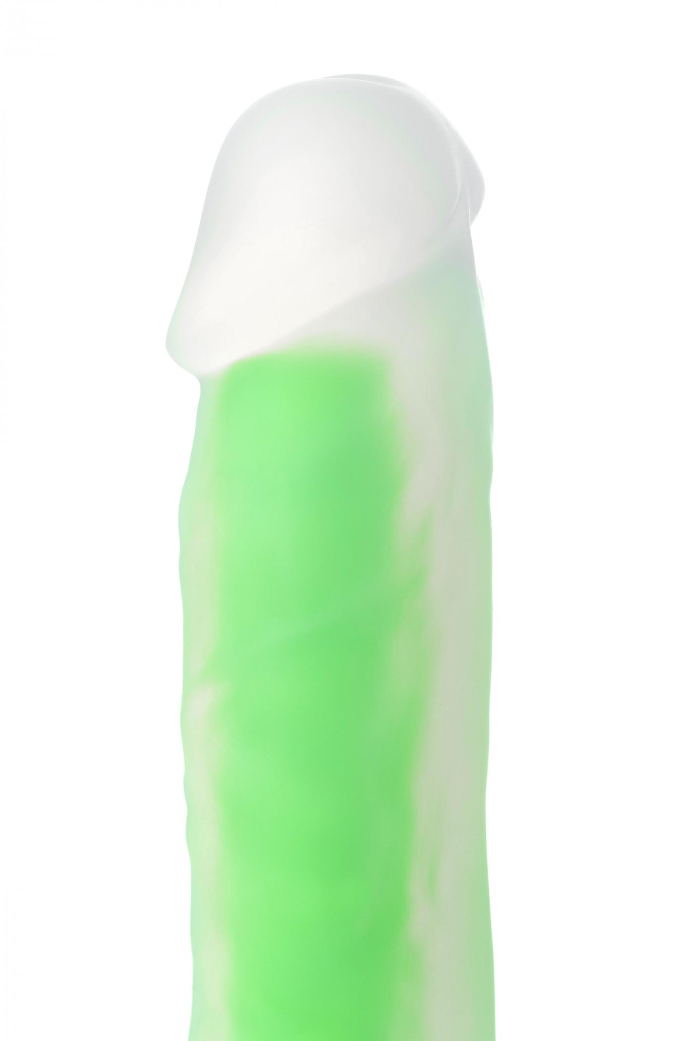 Фаллоимитатор, светящийся в темноте, Beyond by Toyfa, Wade Glow, силикон, прозрачно-зеленый, 14,5 см