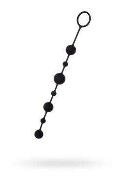 Анальная цепочка TOYFA A-TOYS с шариками, силикон, черный, 35,9СМ